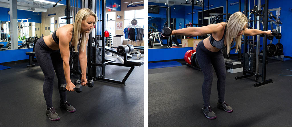 Lisa Traugott performing a lateral raise