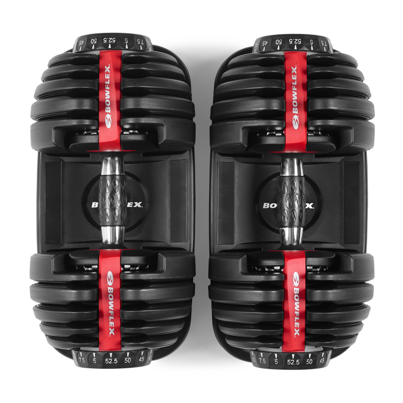 View from above of SelectTech 552 Dumbbells - expanded view