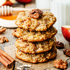 Close-up image of carrot and apple oat cookies