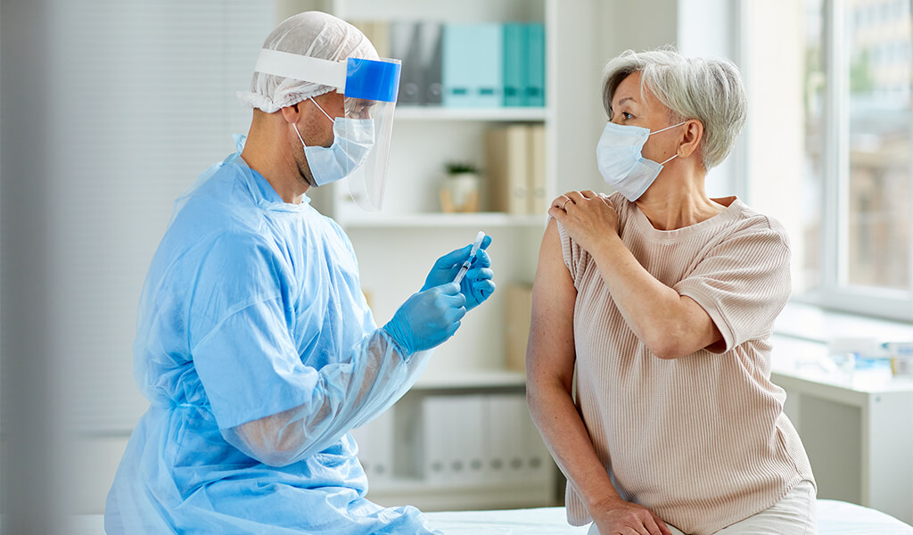 A person getting vaccinated.