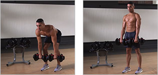 Man performing a dumbbell deadlift.