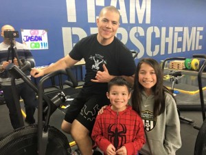 Jason Miyagishima with two fans