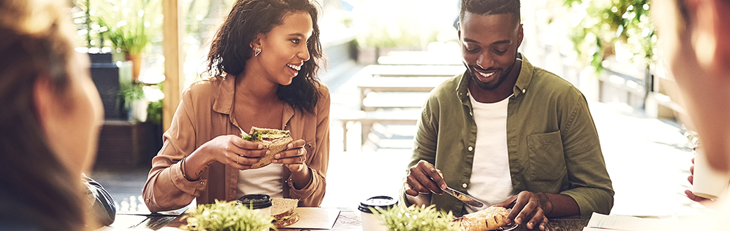 People eating at a table.