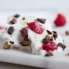 Pieces of frozen yogurt bark.