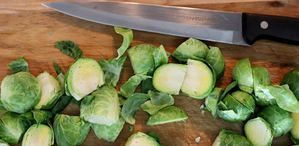 Brussels sprouts cut in half