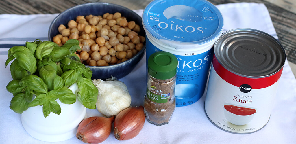 Butter Chicken ingredients on a counter.