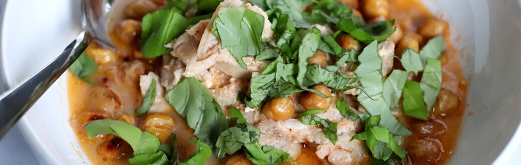 Healthy butter chicken in a bowl.