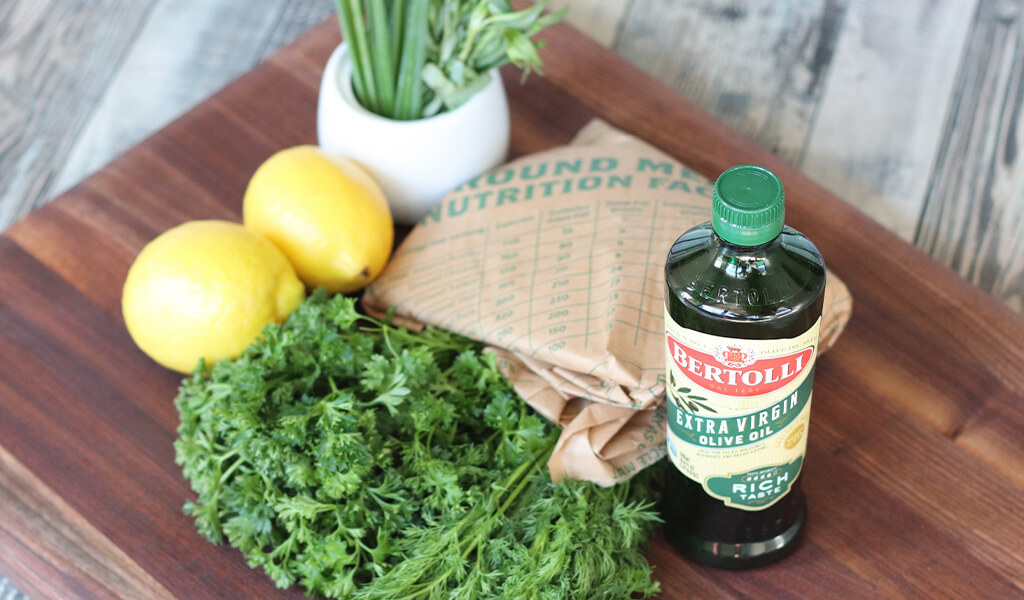 Ingredients for herb crusted salmon.