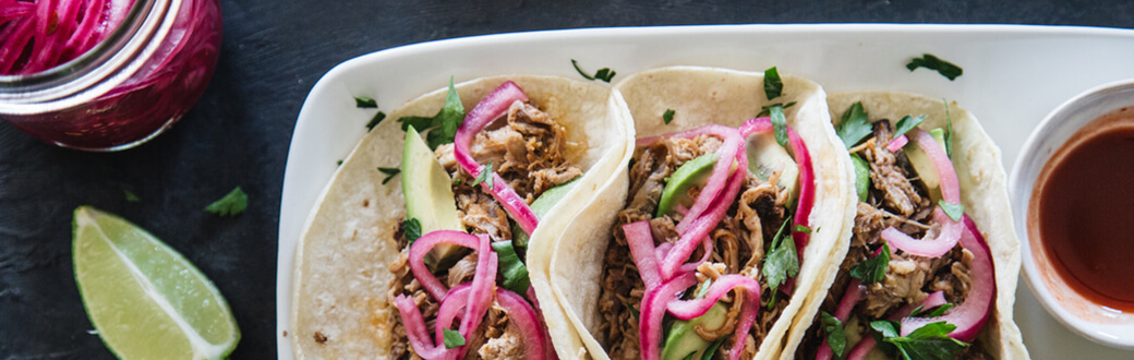 Pulled pork soft tacos.