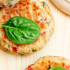 Closeup of Salmon Quinoa Veggie Burger