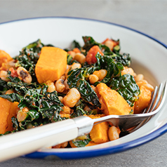 Closeup image of Kale Sweet Potato Hash